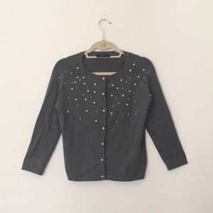 Zara- gray cardigan, embellished with pearls